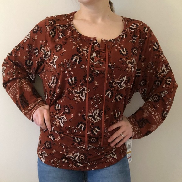 Harvest brown vintage bloom blouse NWT - Picture 6 of 6